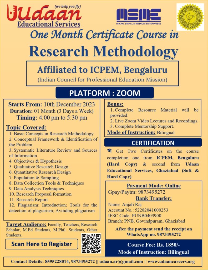 Research Methodology Batch Ii Udaan Educational Services